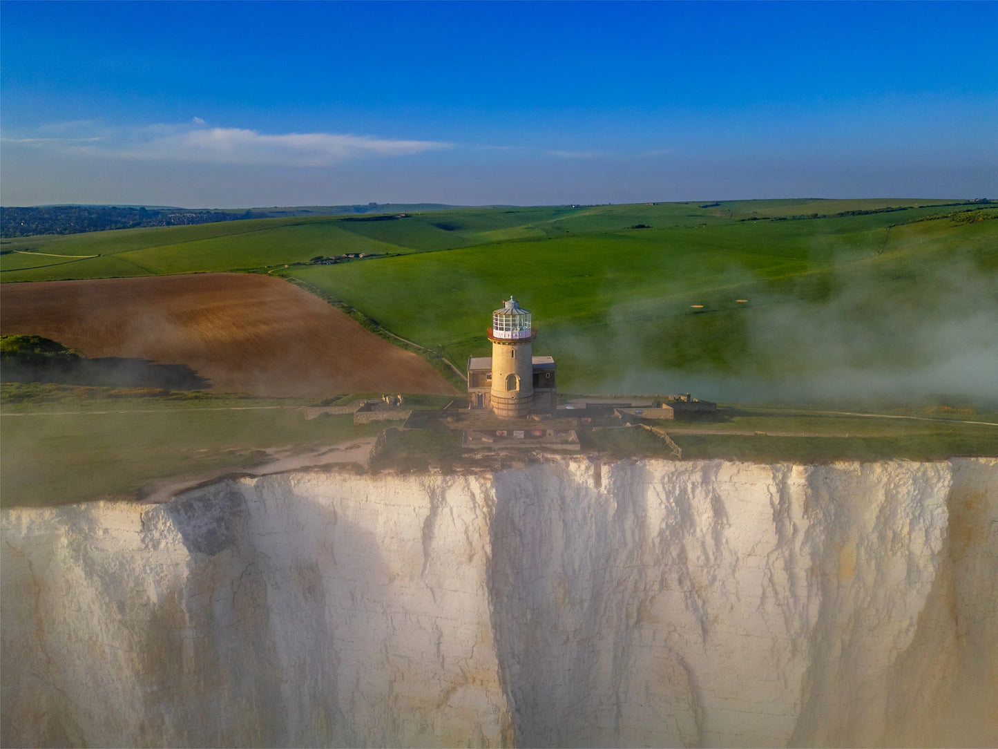 Belle Tout Lighthouse Cliff in Morning Mist