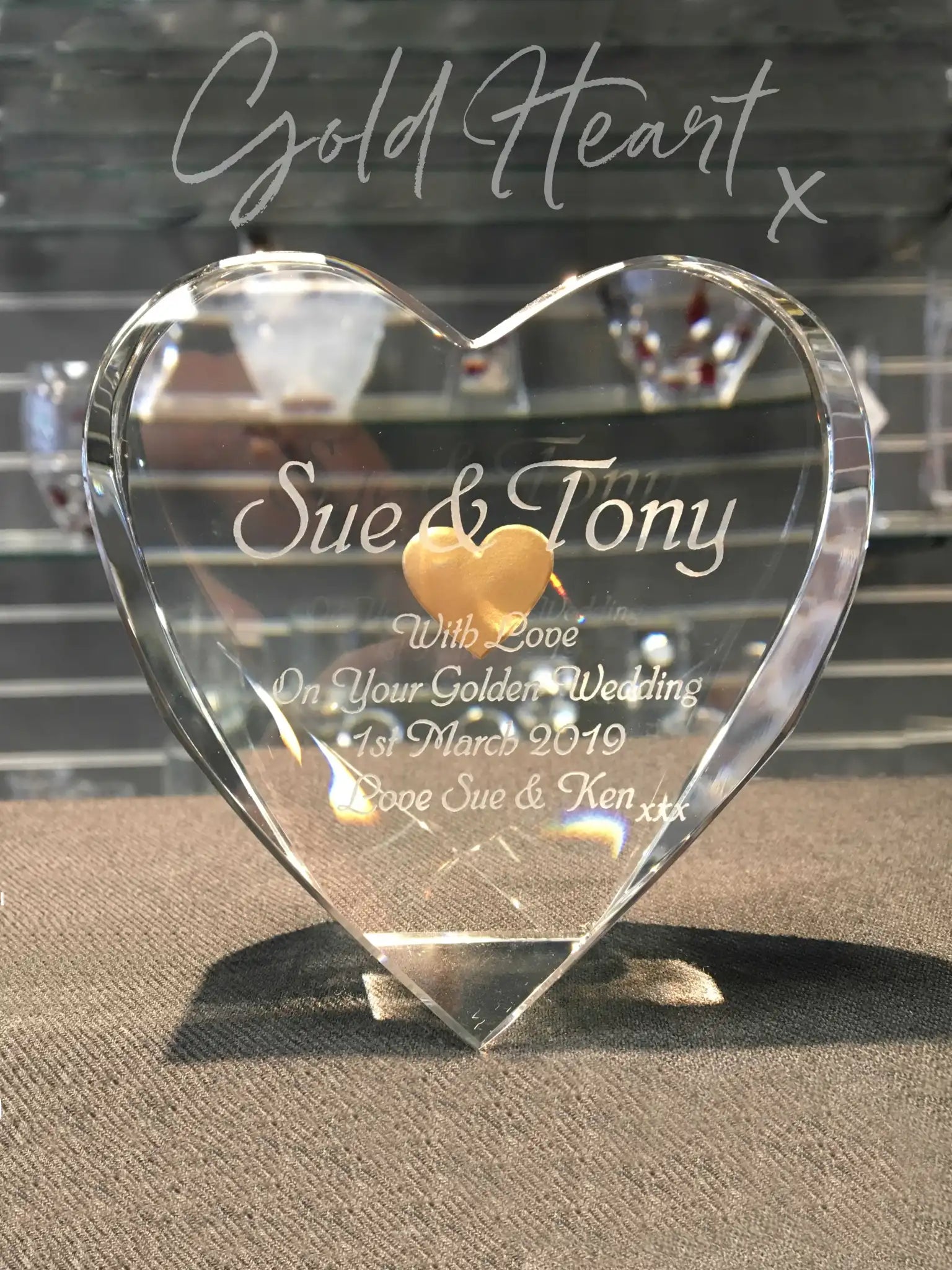 Heart Block engraved for a Golden Wedding.