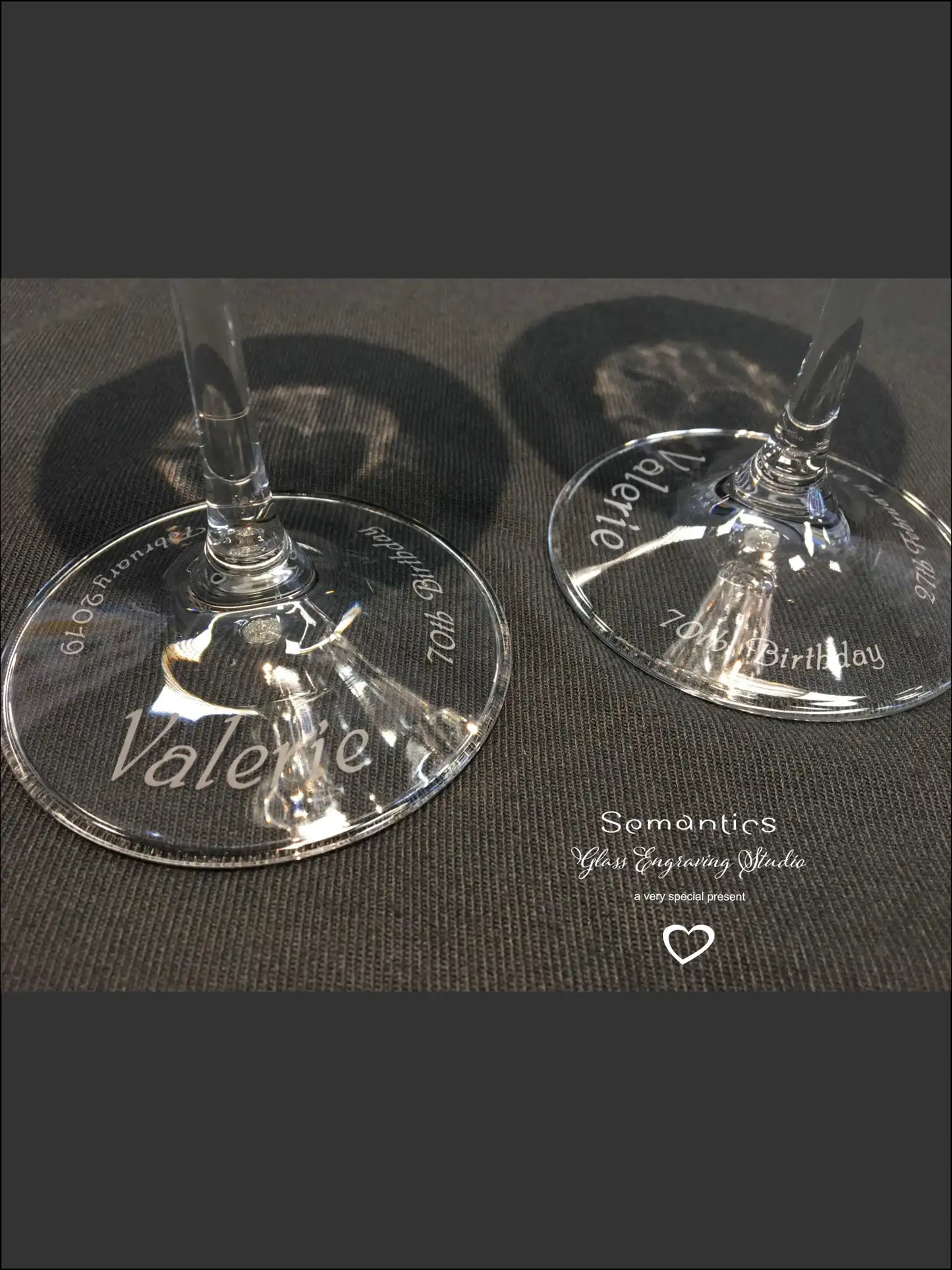 Engraved Diamante Gin Glass with Heart and 3 Swarovski® Crystals