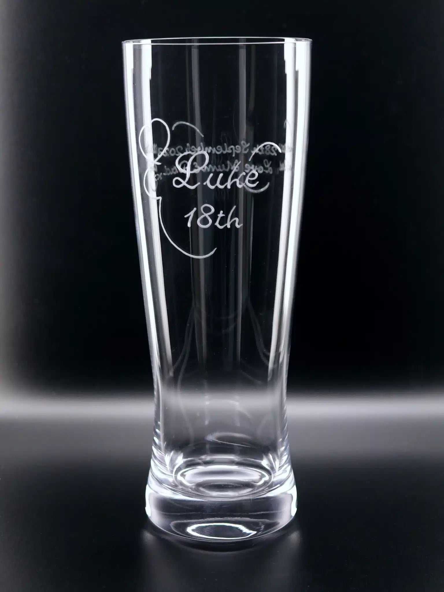 Hand blown Straight Glass - Hand Engraved for a 18th Birthday Present.