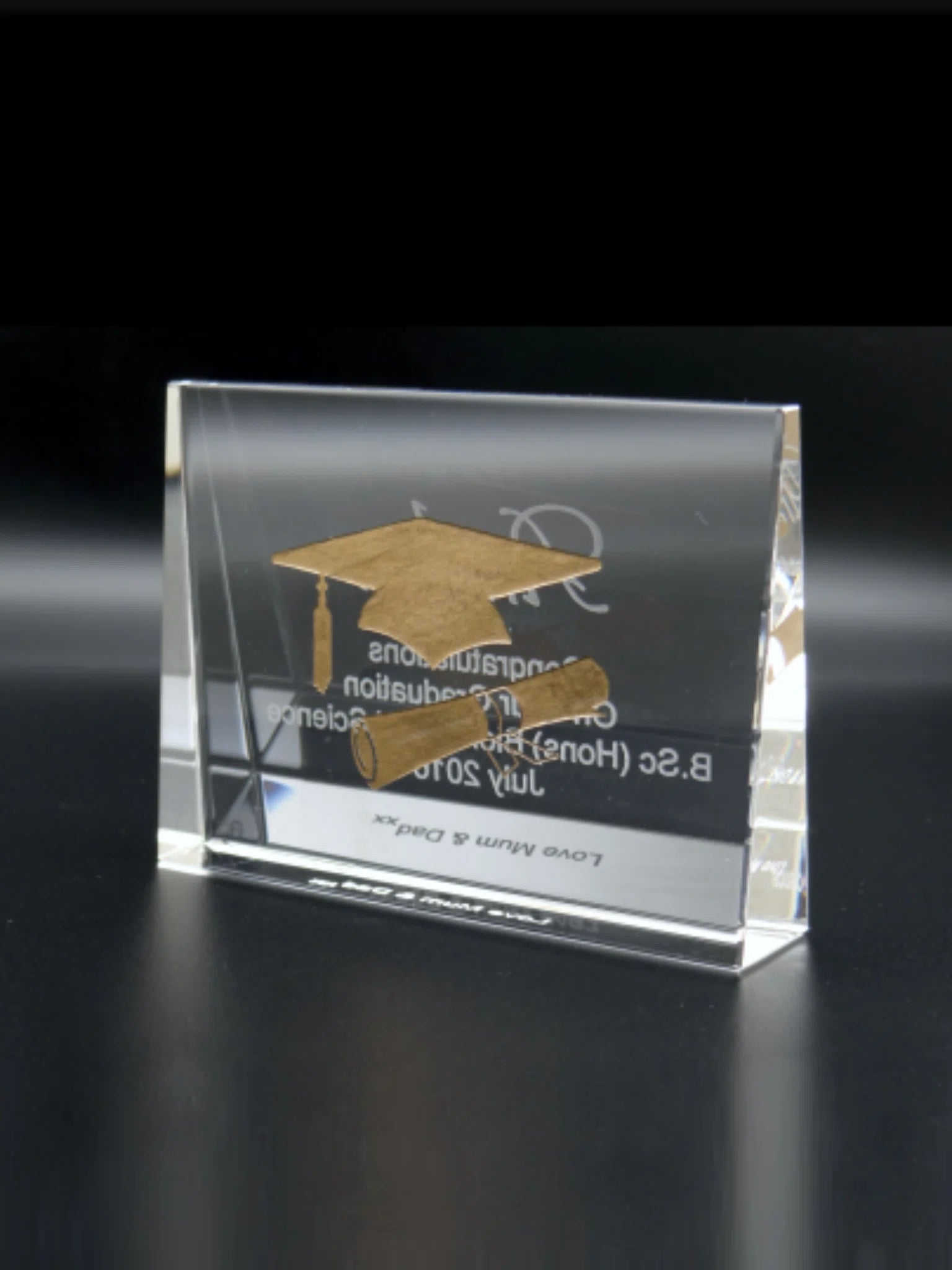 Optical Crystal Graduation Gift with Mortarboard Hat & Scroll ...