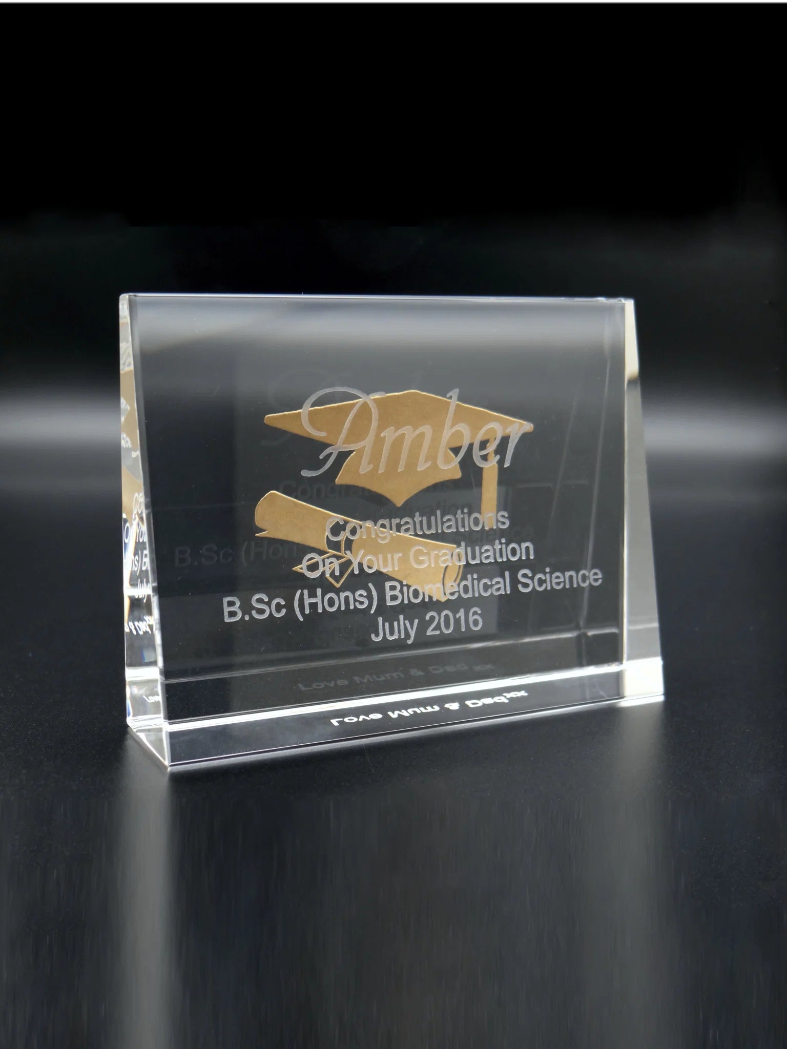 Optical Crystal Graduation Gift with Mortarboard Hat & Scroll ...