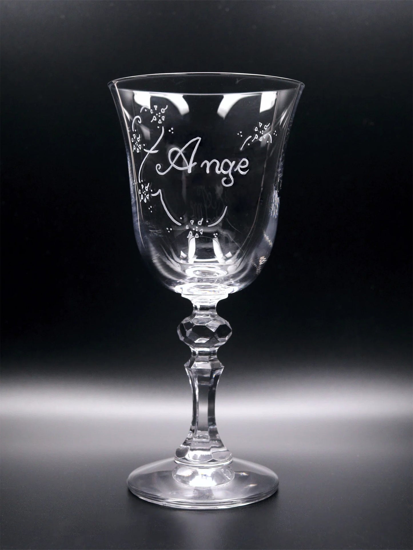 Jasmine Glass, Name Hand Engraved with Name and Number.