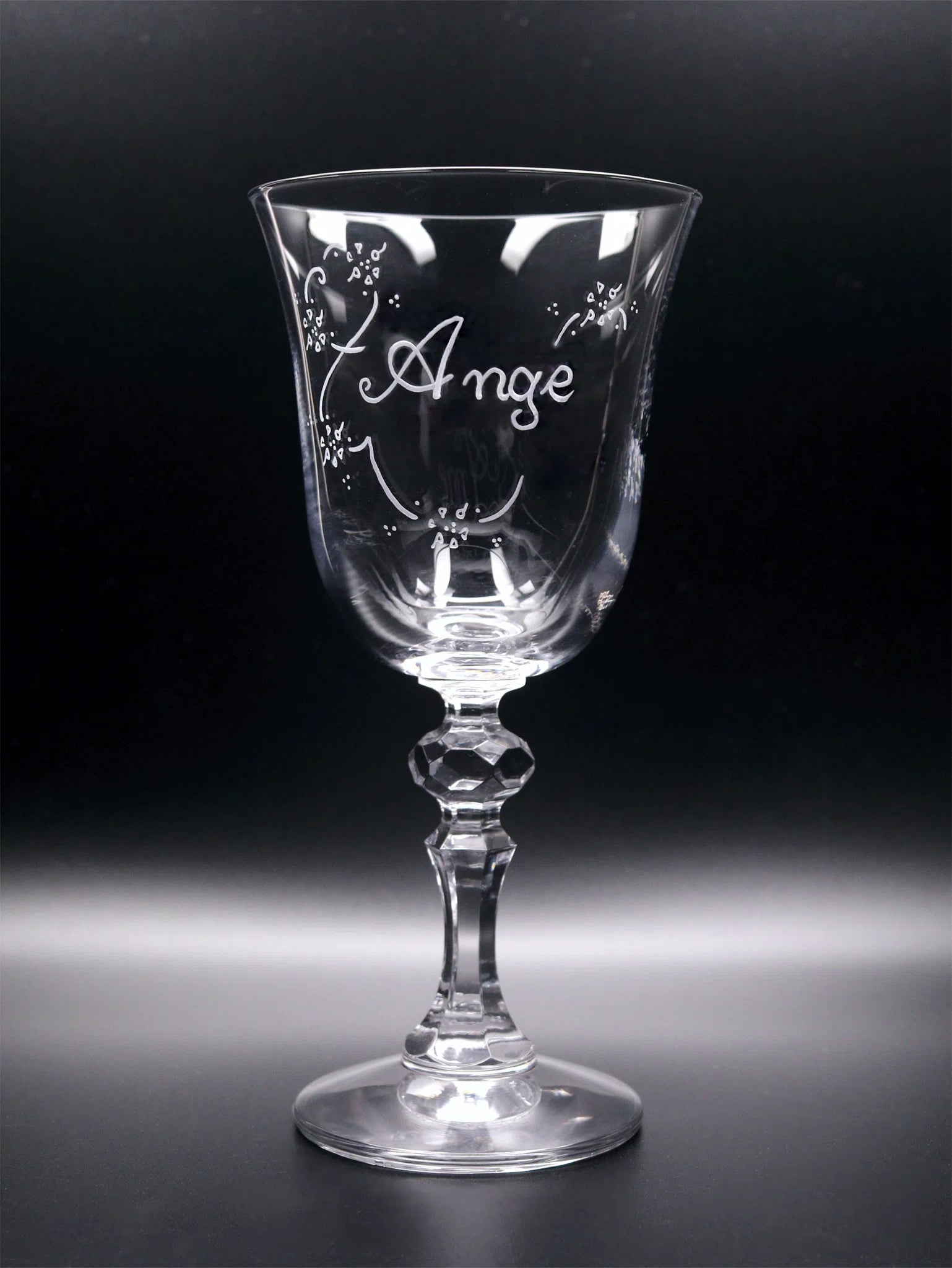 Jasmine Glass, Name Hand Engraved with Name and Number.